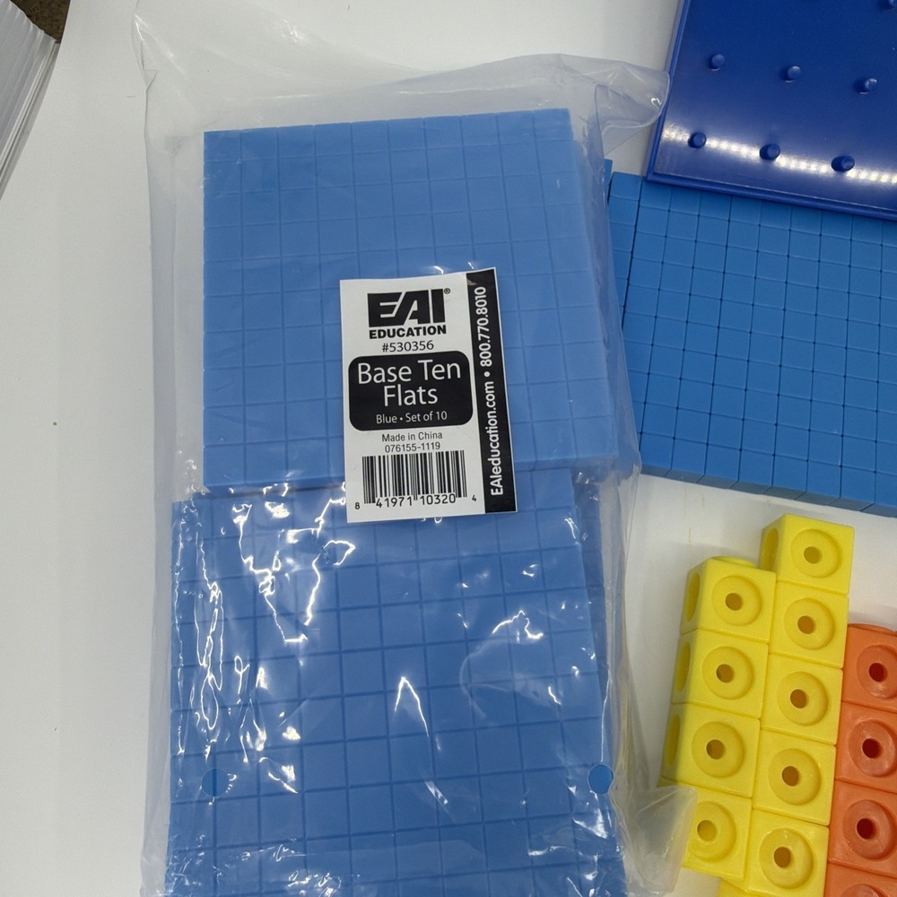 Base Ten Blocks Class Set Cubes, Rods, Flats, Fractions Tiles, Math Bundle - Picture 6 of 6